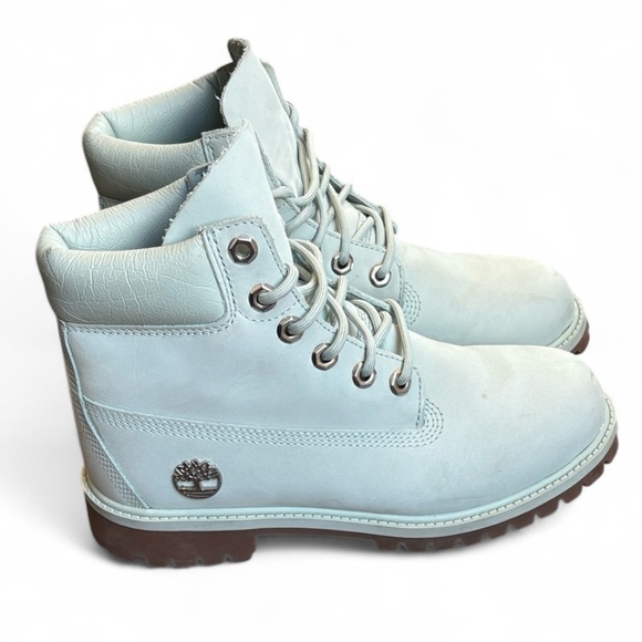 Timberland Kids 6" Premium Waterproof Nubuck Leather Boots Boys 5.5 Sky Blue - Picture 1 of 11